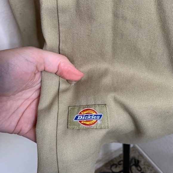 𝅺DICKIES Tan Short Sleeve Workwear Button Up Shirt Men's Size Large (1054) - Picture 2 of 14